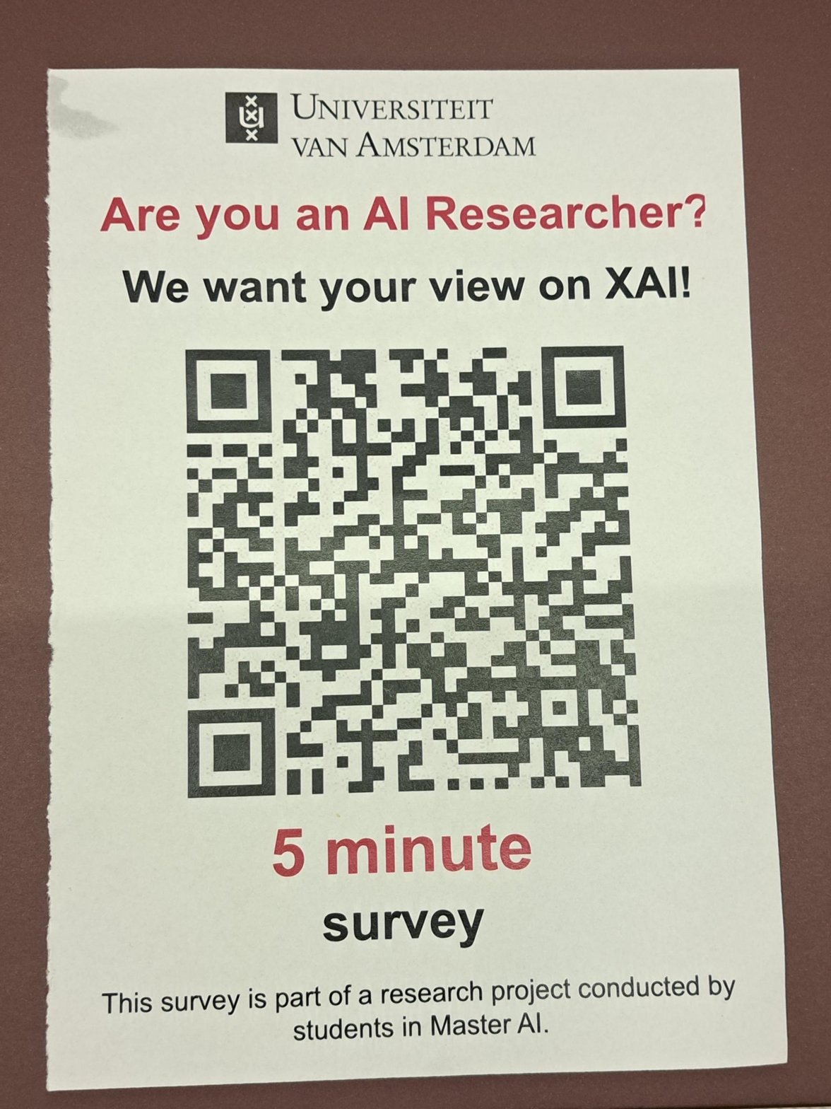 UvA XAI Survey — scan QR code